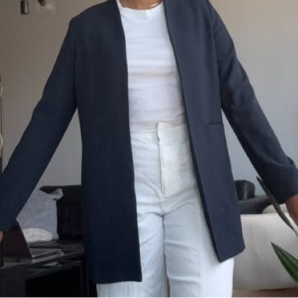 Cynthia Rowley Navy Open-Front Blazer